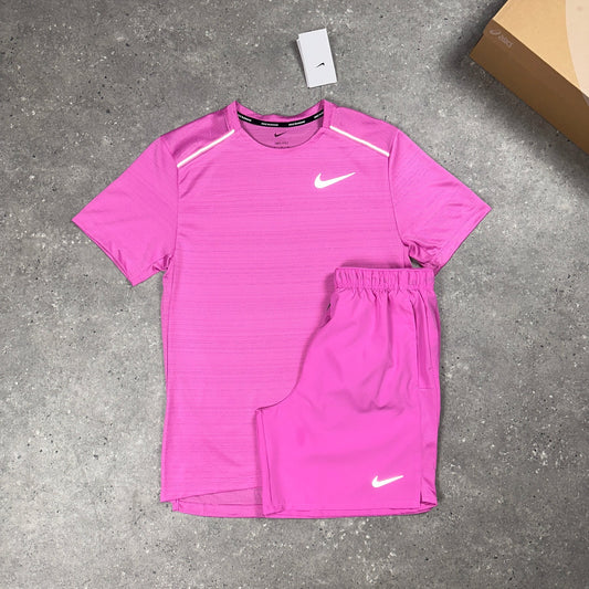 Nike Miler T-Shirt & Nike Challenger 7" Shorts Set Playful Pink