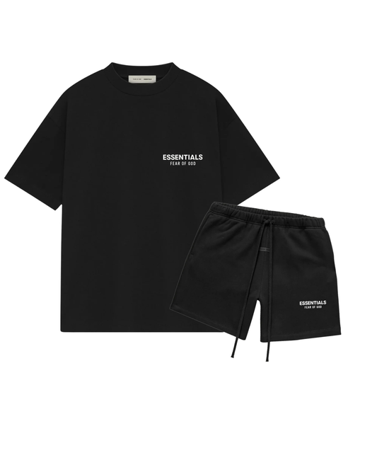 FEAR OF GOD ESSENTIALS SHORT SET JET BLACK (SS25)
