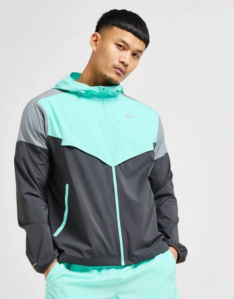 Nike Playful Turquoise UV Windbreaker, Nike Miler T-Shirt & Nike Challenger Shorts Set