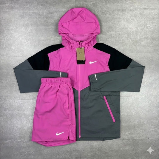 Nike Playful Pink UV Windbreaker & Challenger Shorts Set